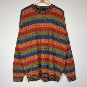 Vtg Protege Collection Sweater Mens Sz XXL Cosby Coogi Colorful Pullover Striped